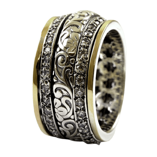 Fidget rings for women flowers design. Israeli Meditation Ring. - Bluenoemi