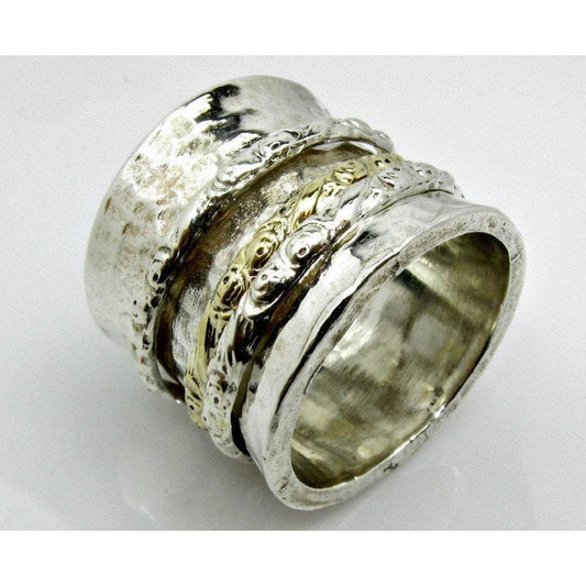 Glamorous Meditation Spinner Ring made of Sterling silver with 9 ct rose gold - Bluenoemi