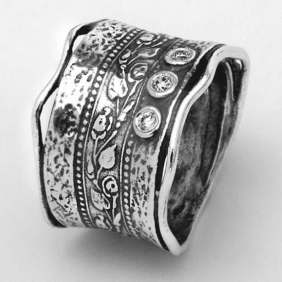 Ring Sterling silver floral designer bohemian rings - Bluenoemi