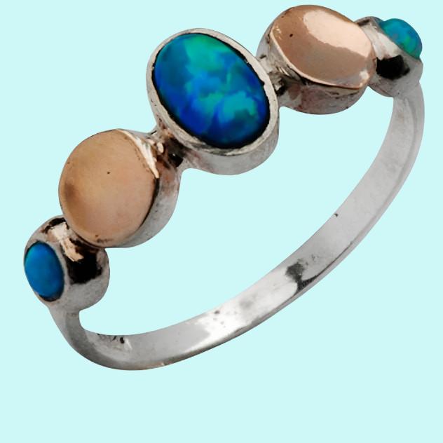 Bluenoemi Rings silver opal ring  and gold , ring for woman ,  stacking rings,israeli jewelry