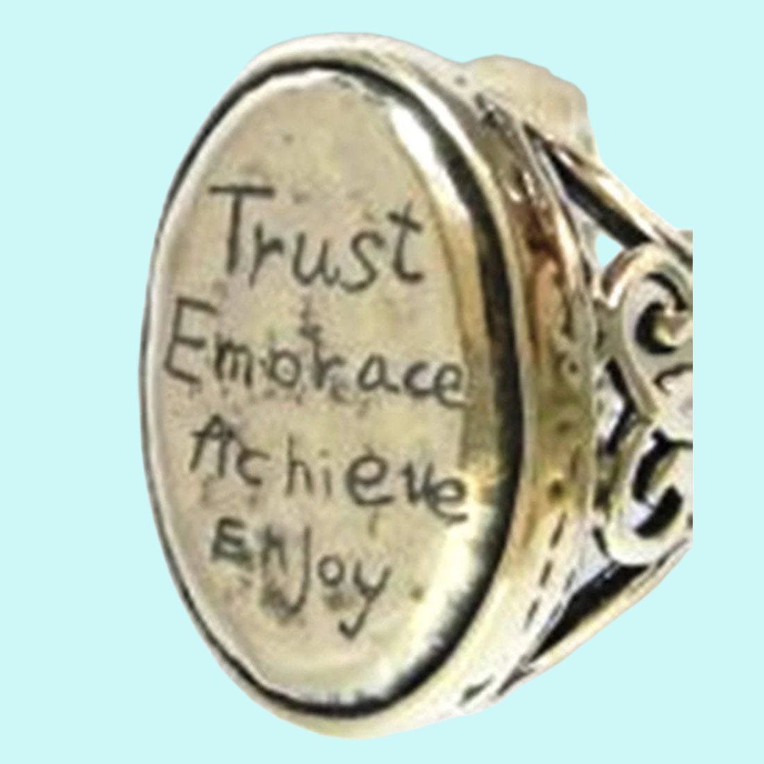 Silver Ring. Message Ring. English sterling silver rings. Trust Embrace Achieve Enjoy - Bluenoemi