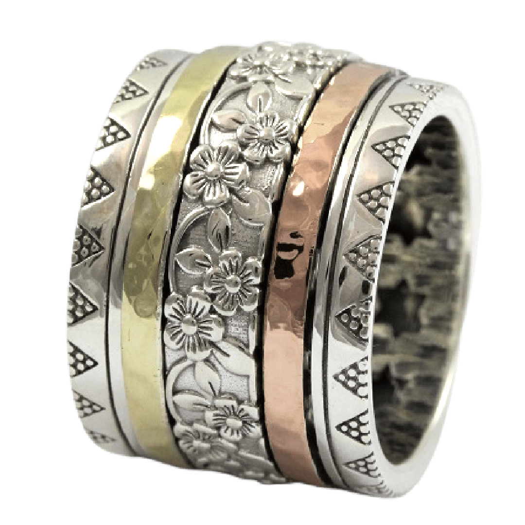 Spinner ring for woman romantic silver and gold rings - Bluenoemi