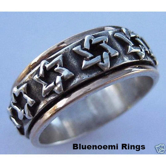 Jewish star of David jewelry. Israeli Spinner Rings silver & gold - Bluenoemi