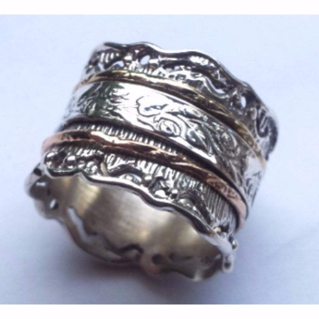 Spinner spinning ring silver gold designer jewelry Israeli rings Meditation rings - Bluenoemi