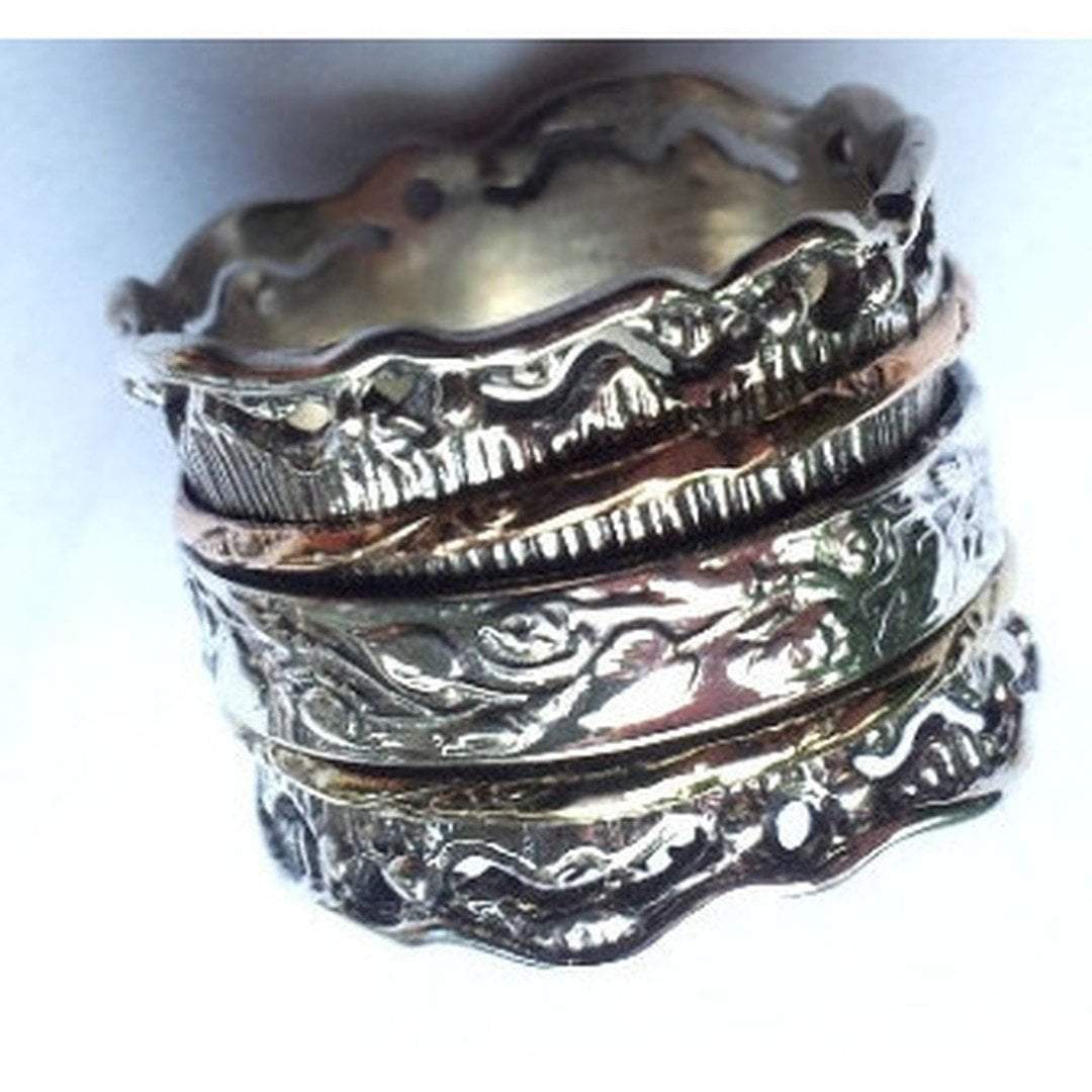 Spinner spinning ring silver gold designer jewelry Israeli rings Meditation rings - Bluenoemi