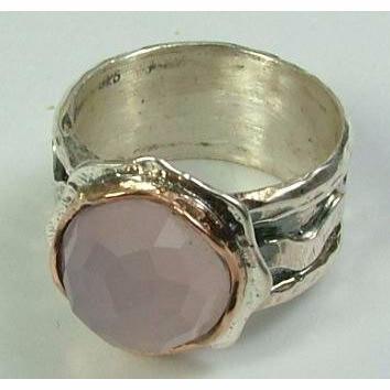 Sterling silver gold ring, rose quartz. - Bluenoemi