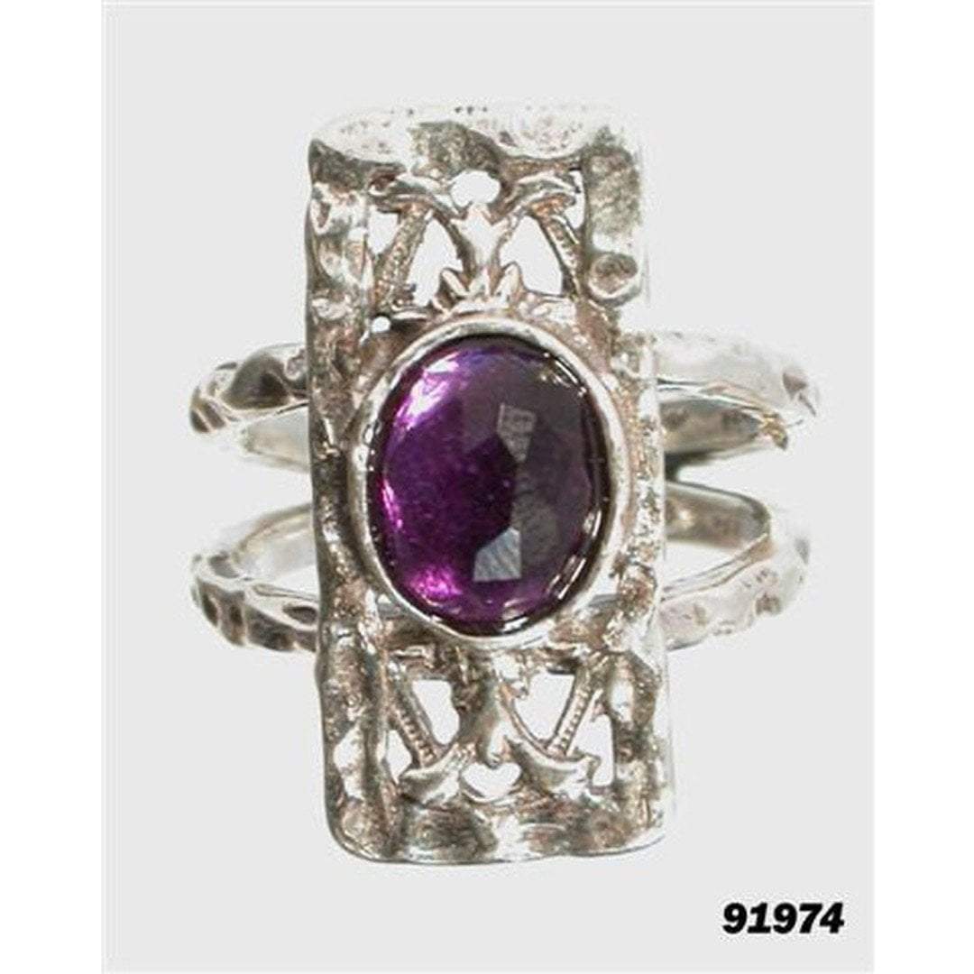 Bluenoemi Rings Sterling Silver Ring. Amethyst Ring. Israeli handcrafted ring sterling silver 925 set with amethyst