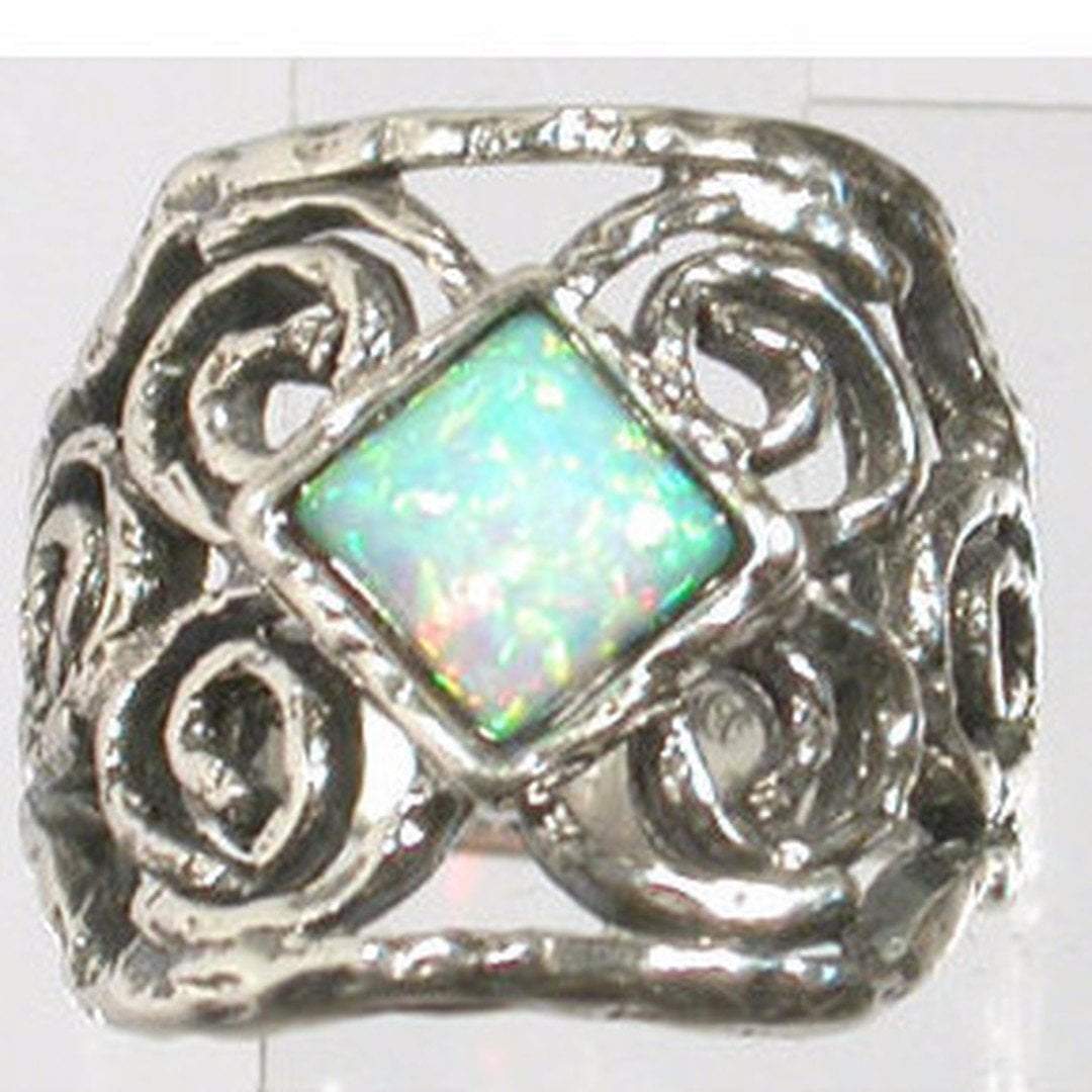 Unique Israeli handcrafted ring sterling silver 925 with blue opal - Bluenoemi