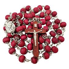 Bluenoemi Rosary red Rosary from the Holy Land - Jerusalem Cross - Red Scented Wood Beads