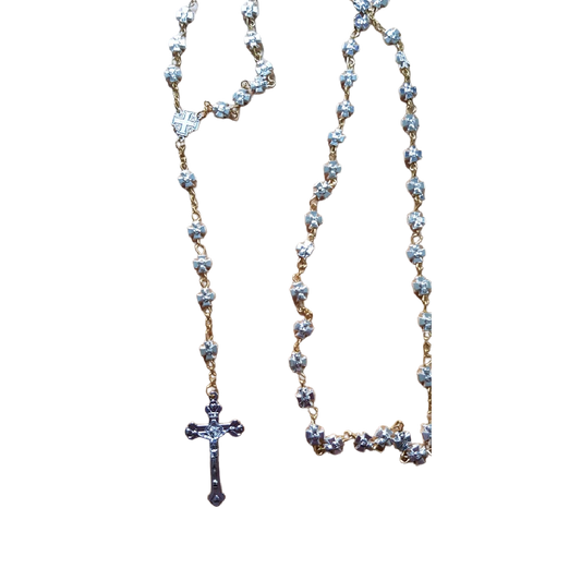 Rosary from the Holy Land - Jerusalem Cross - Rosary Silver Plated Beads from Bethlehem. - Bluenoemi