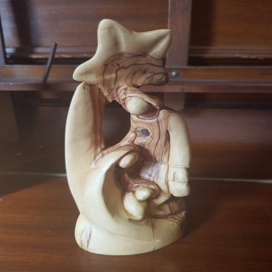 Olive Wood Sculpture from Bethlehem Holyland Sacred Family - Bluenoemi