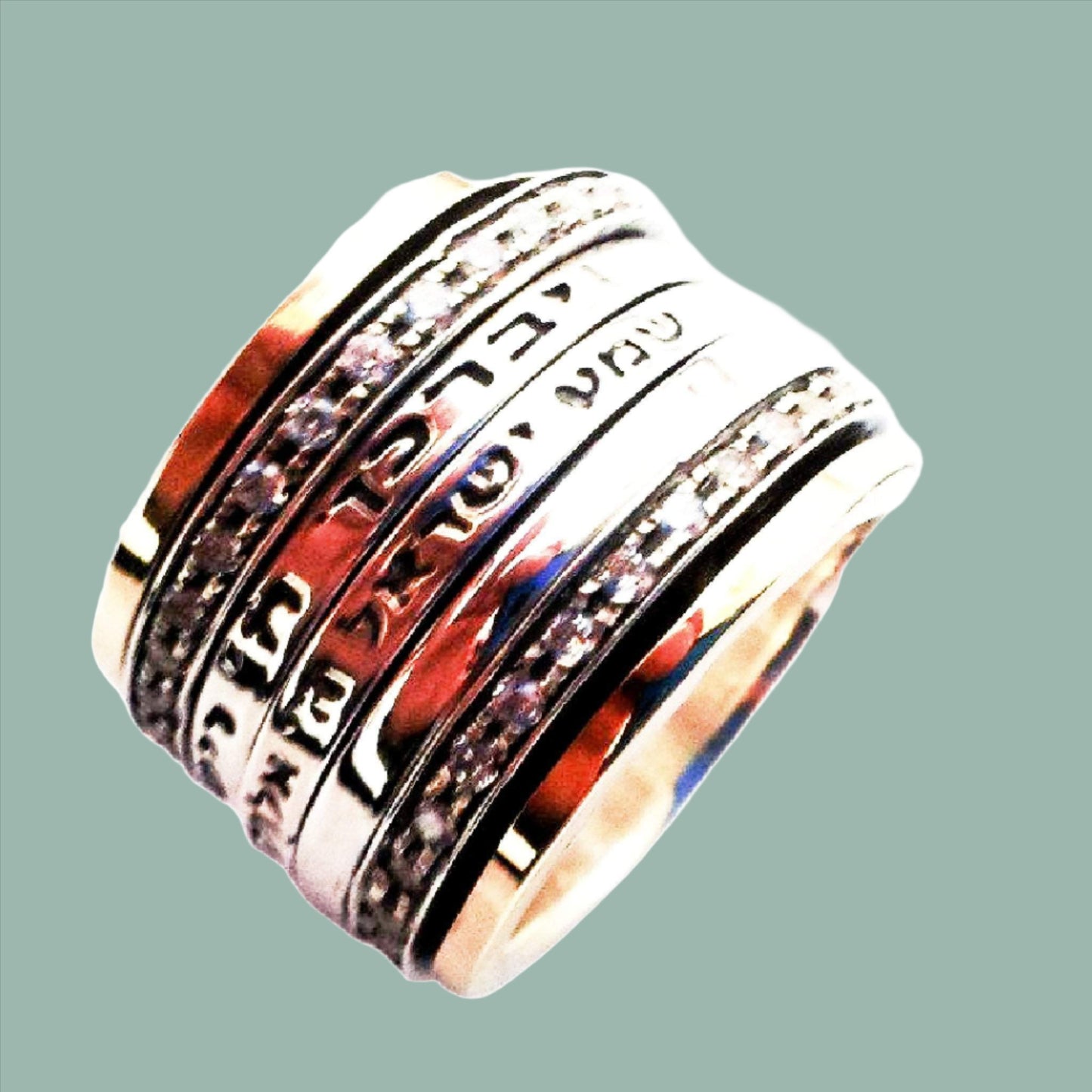 Bluenoemi Israeli Jewelry Stackable hebrew blessing Rings - Bluenoemi