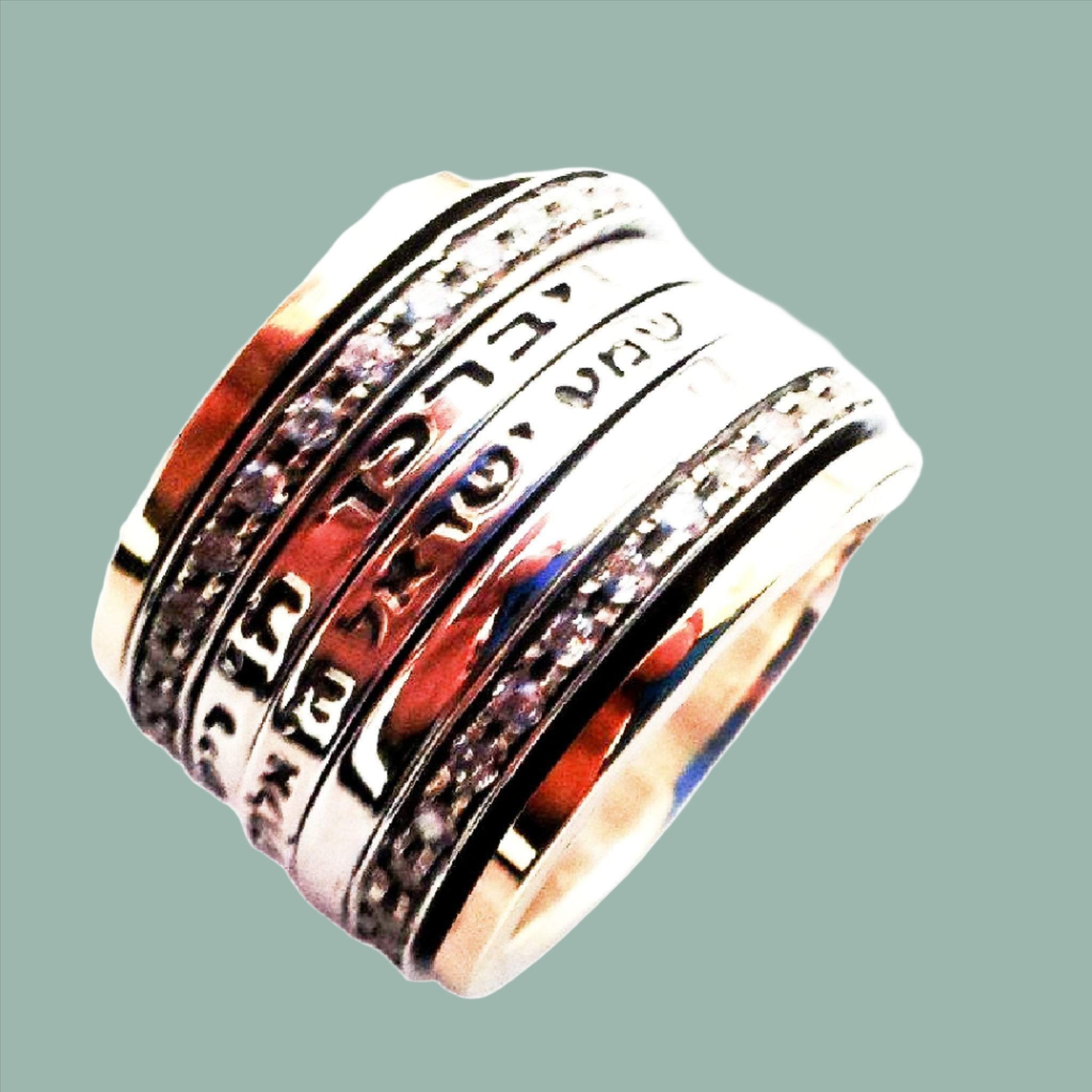 Bluenoemi Israeli Jewelry Stackable hebrew blessing Rings - Bluenoemi