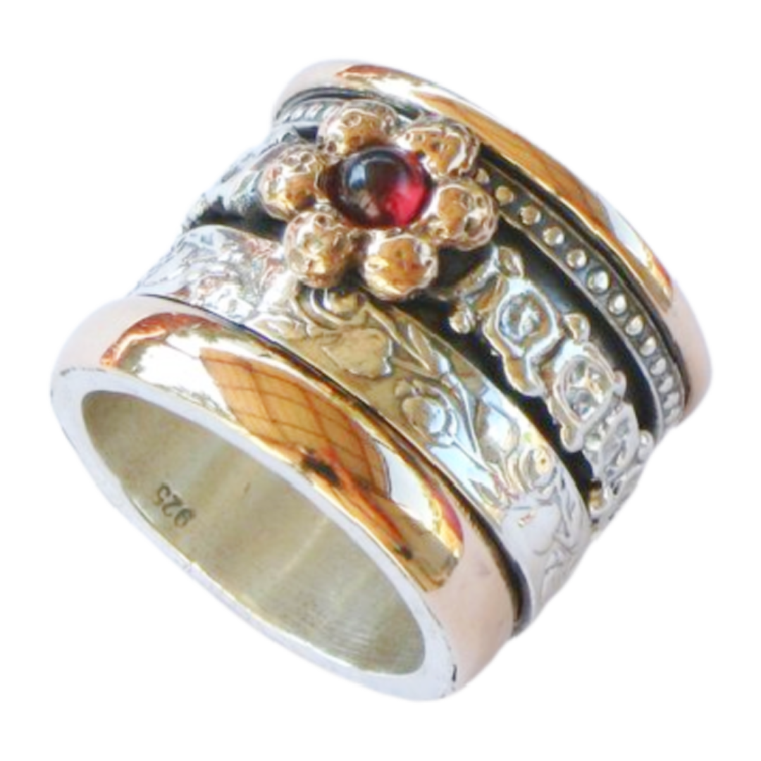 Spinner Rings for Woman, Gold and Sterling Silver Ring. - Bluenoemi