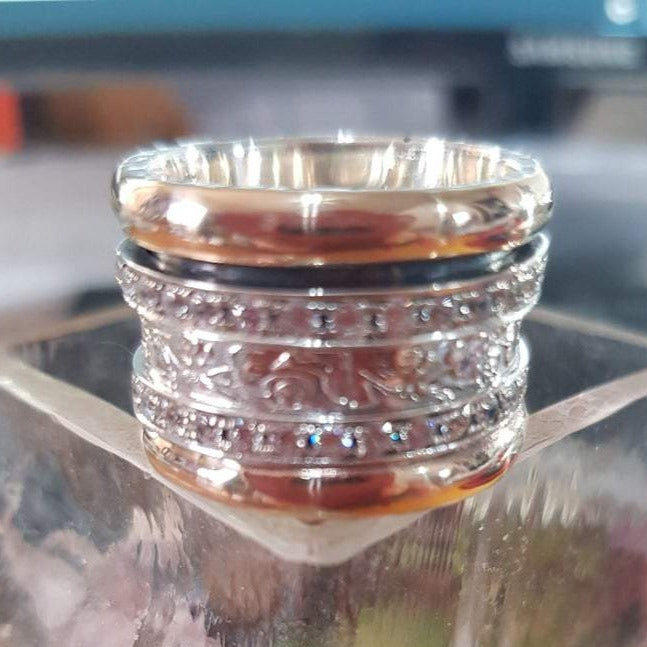 Israeli Spinner Rings for women, Bluenoemi Spinner Rings Israeli Spinner Rings CZ Eternity Band Spinner Rings for Woman Gemstones Rings, Meditation Ring for women.