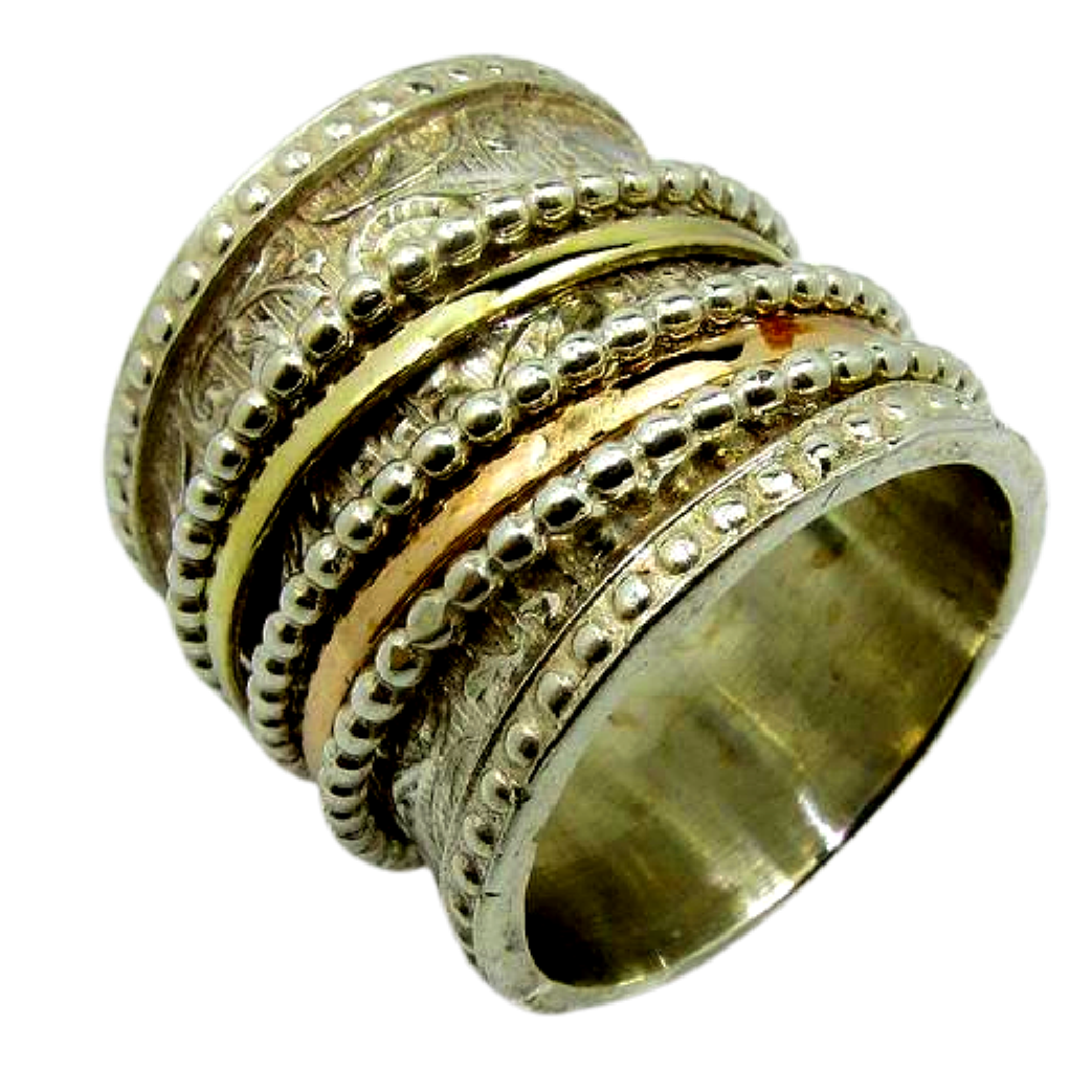 Fidget Ring for women. Silver Gold Meditation Band. - Bluenoemi