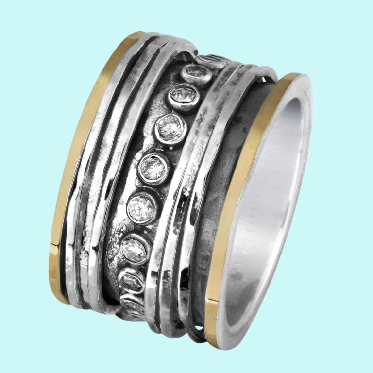 Spinner rings for women. Bluenoemi Israeli designer silver gold Jewelry for woman - Bluenoemi