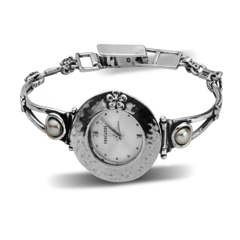 Sterling Silver Watch with Pearl. Watch for Woman. Handcrafted Watches. Japanese Myota - Bluenoemi